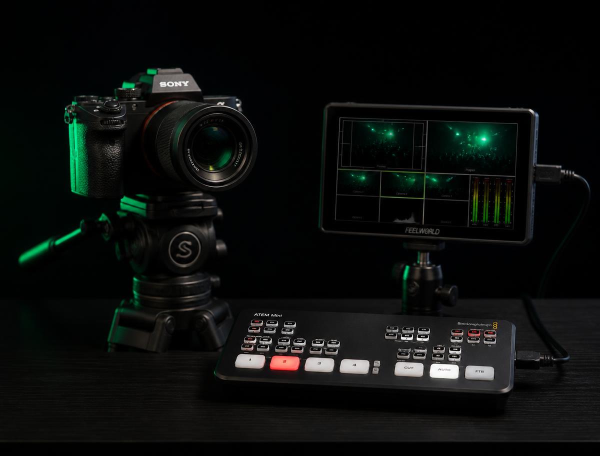 Multi-camera live streaming control room during an event broadcast